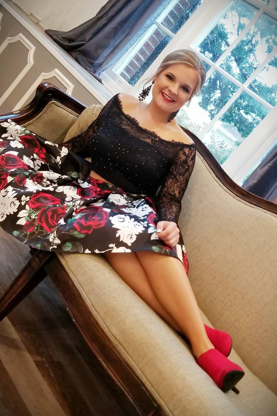 Black Long Sleeve Lace Two-Piece Floral Print Homecoming Dress