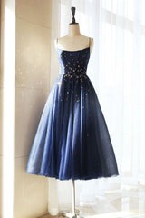 Classic Spaghetti Strap Sparkly A-Line Starry Night Short Prom Dress