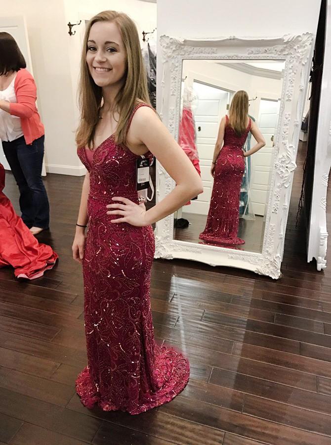 Elegant Mermaid V-Neck Beading Long Prom Dress