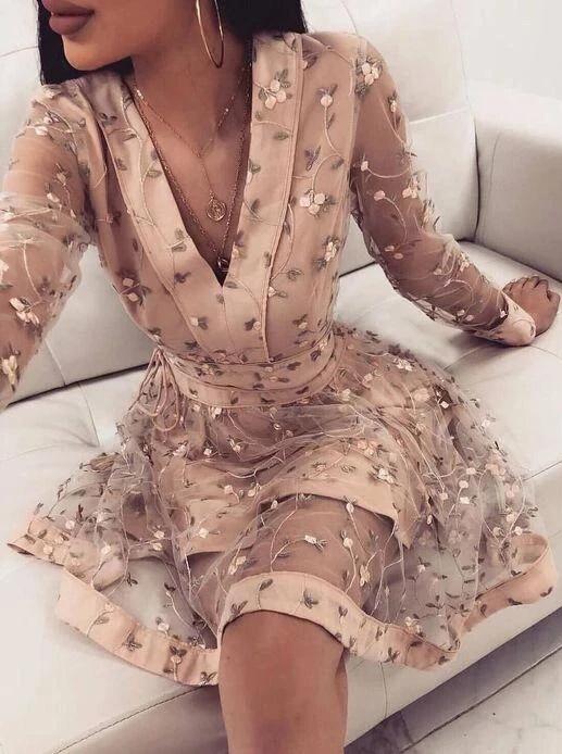 Long Sleeve V-Neck Prom Dresses, Short Homecoming Dress