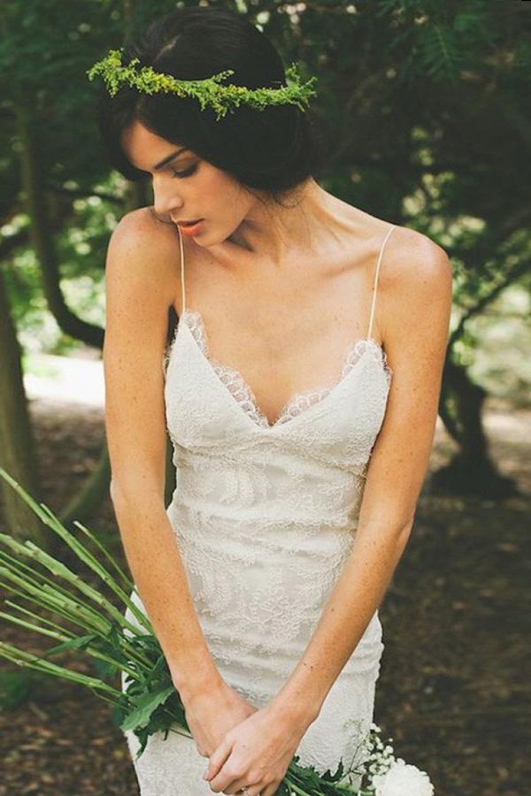 Mermaid Backless Spaghetti Straps Lace Beach Wedding Dresses