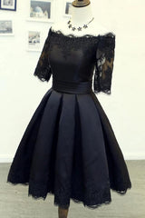 Black Half Sleeve Short Homecoming Prom Party Dress