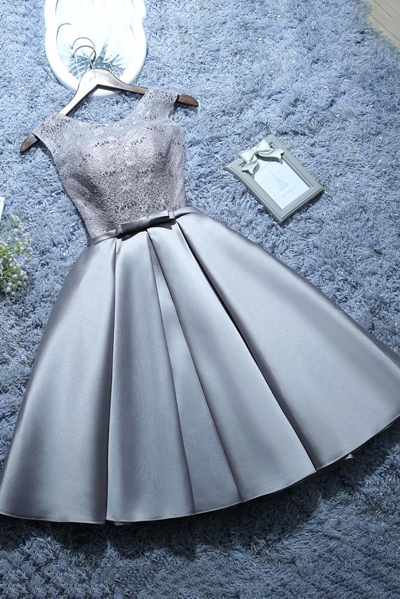 Burgundy Short Satin Lace A-Line Evening Homecoming Dress