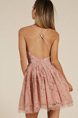 Pink Short Homecoming Dresses, Backless Cocktail Party Dress