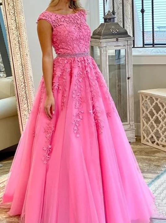 Long Prom Dresses with Applique and Beading, Light Plum Graduation Dress