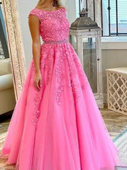 Long Prom Dresses with Applique and Beading, Light Plum Graduation Dress