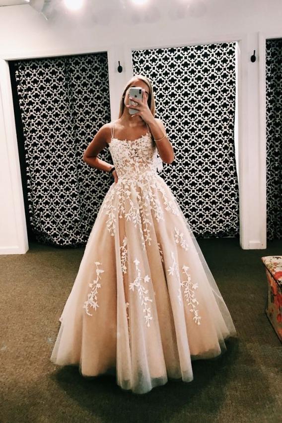 Appliques Long Evening Prom Dresses, Custom Wedding Party Dresses