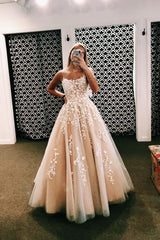 Appliques Long Evening Prom Dresses, Custom Wedding Party Dresses