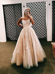 Appliques Long Evening Prom Dresses, Custom Wedding Party Dresses