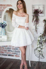 A-Line Off-The-Shoulder 3/4 Sleeves Lace Homecoming Dress