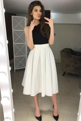 Backless Halter Tea-Length Homecoming Prom Dress with Pleats