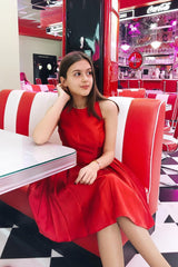 Simple Red Short Homecoming Dresses, A-Line Jewel Party Dress