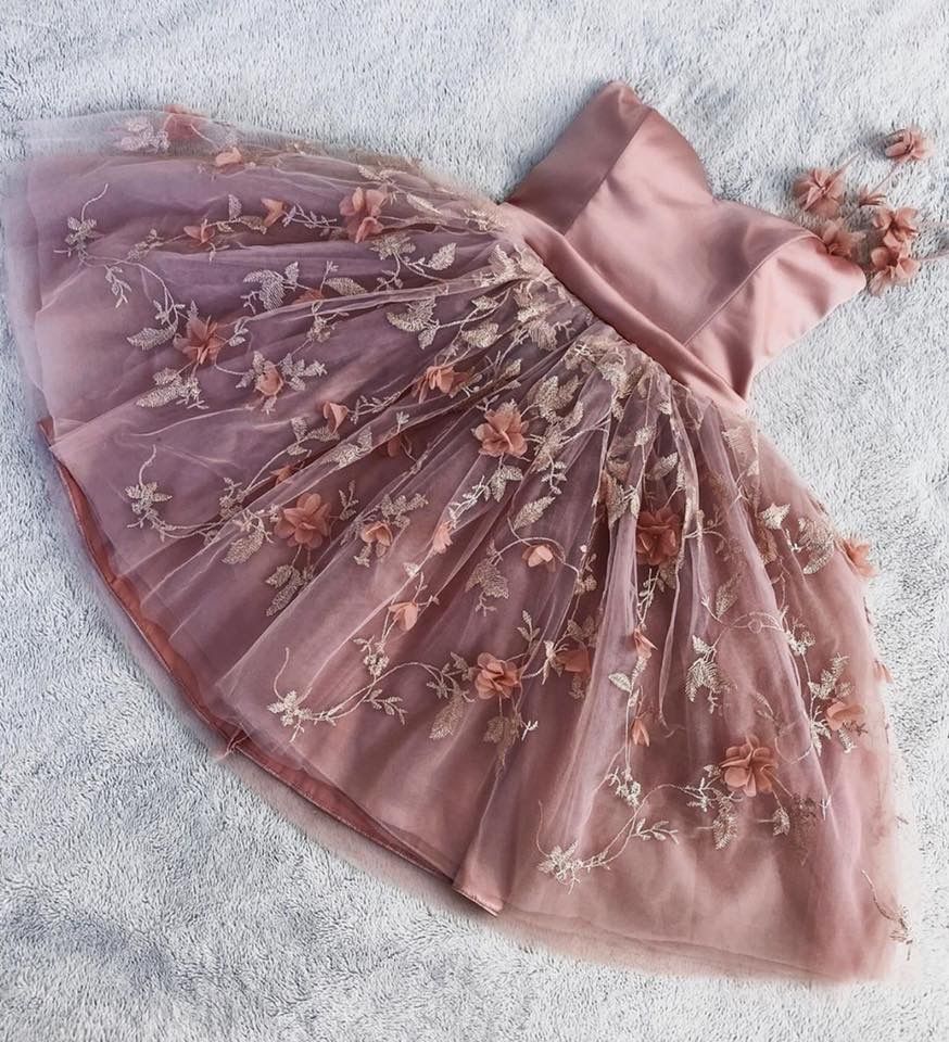 Floral Appliqued Sweet 16 Dress, A-Line Tulle Homecoming Dresses