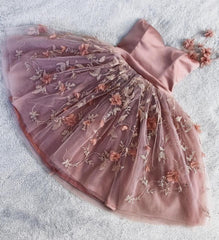 Floral Appliqued Sweet 16 Dress, A-Line Tulle Homecoming Dresses