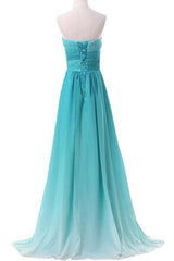 Chiffon Sweetheart Ombre Long Prom Dresses Formal Party Gown
