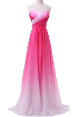 Chiffon Sweetheart Ombre Long Prom Dresses Formal Party Gown