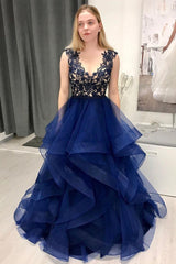 Long Sheer Neck Ruffles Appliques Illusion Prom Dresses Sweet 16 Quinceanera Dress
