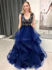 Long Sheer Neck Ruffles Appliques Illusion Prom Dresses Sweet 16 Quinceanera Dress