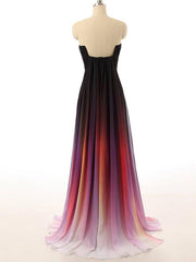 Strapless Notched Ombre Long Prom Dresses, Backless Formal Gown with Pleats