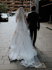 A-Line Sweetheart Rustic Boho Wedding Dress with Appliques
