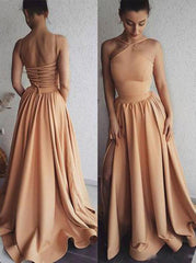 A-Line Halter Satin Long Prom Evening Dress with Split