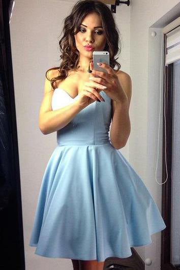 Chic Sky Blue Sweetheart Short Prom and Homecoming Dress
