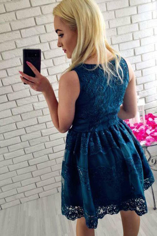 A-Line V-Neck Short/Mini Sleeveless Homecoming Party Dress
