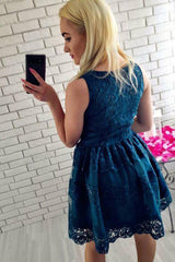 A-Line V-Neck Short/Mini Sleeveless Homecoming Party Dress