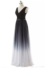 A-Line Long Ombre Prom Dresses, Chiffon Gradient Long Formal Gown