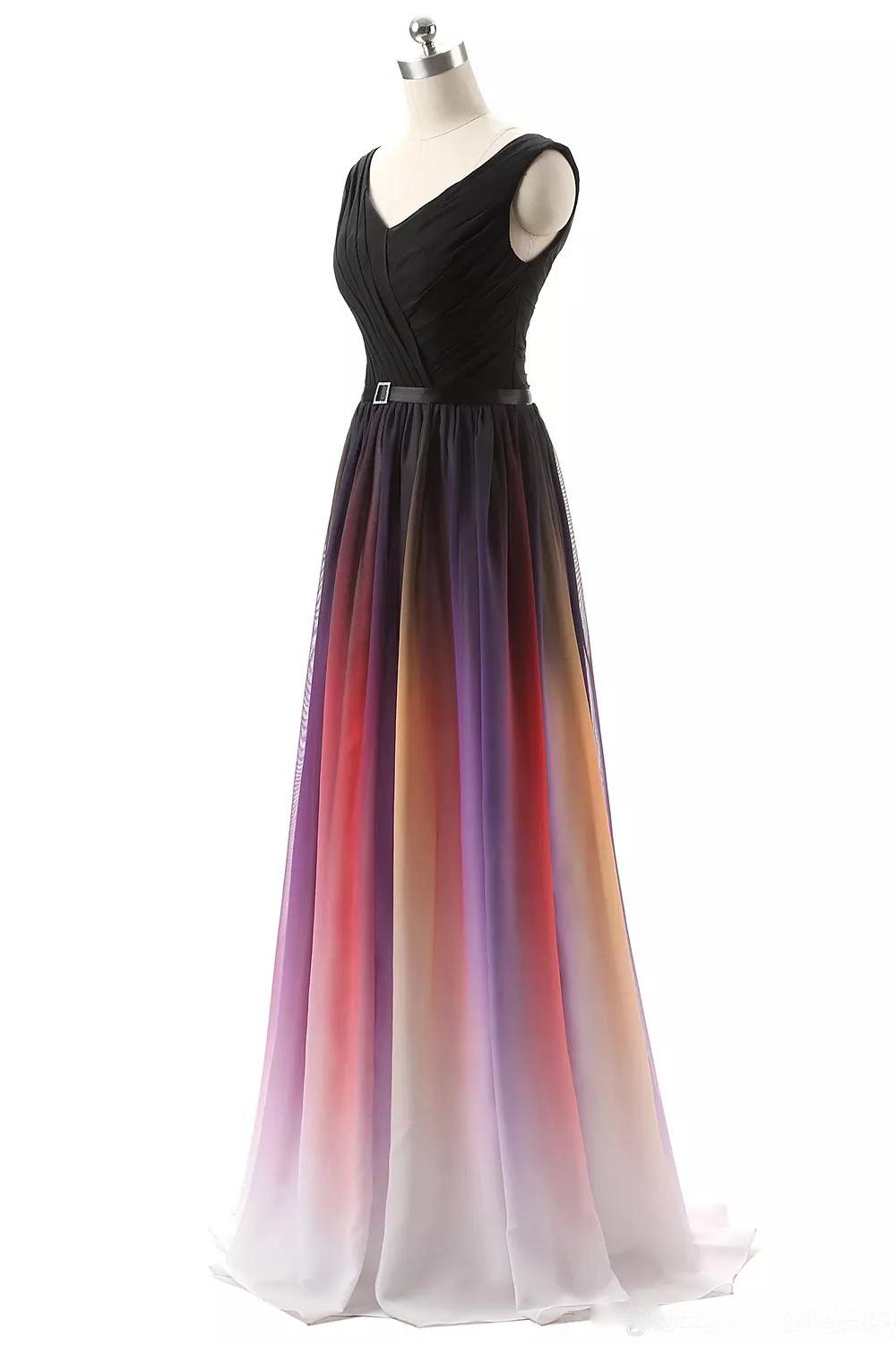 A-Line Long Ombre Prom Dresses, Chiffon Gradient Long Formal Gown