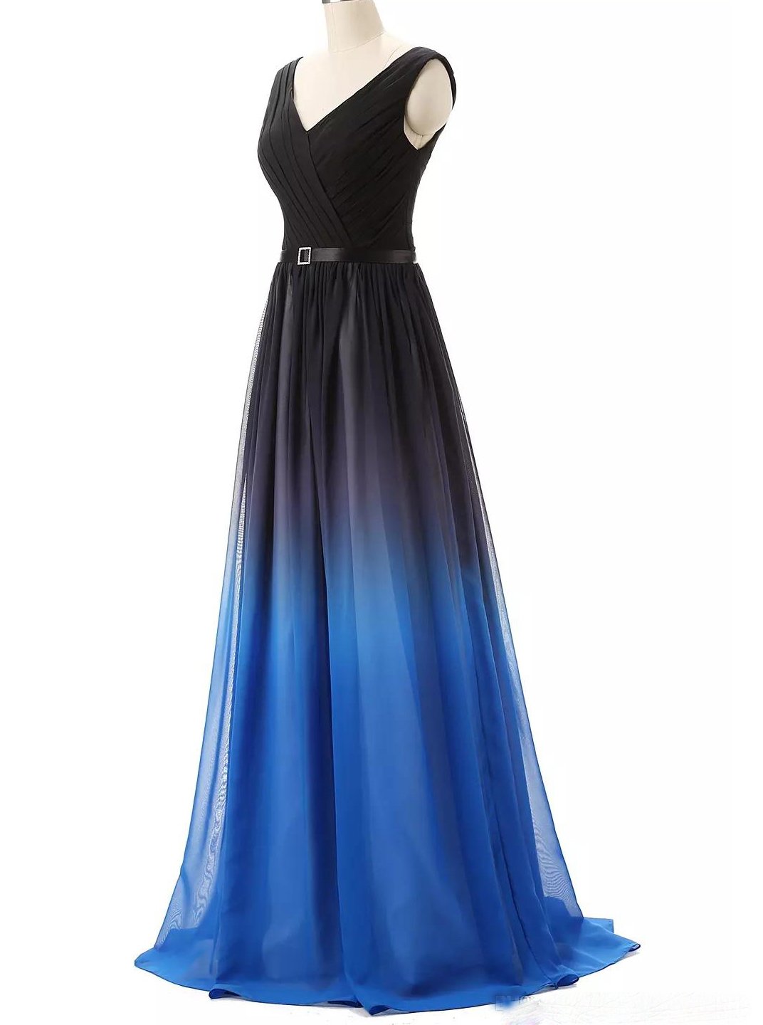 A-Line Long Ombre Prom Dresses, Chiffon Gradient Long Formal Gown