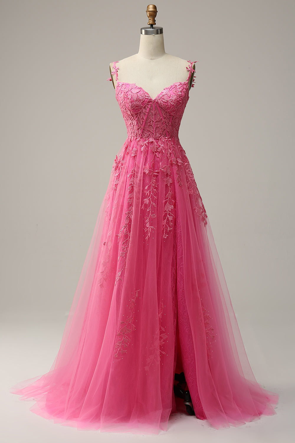Sky Blue Lace Tulle Long Prom Dresses, Off-the-Shoulder A-Line Formal Gown