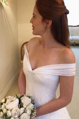 Off the Shoulder A-Line Tulle Princess Wedding Dresses