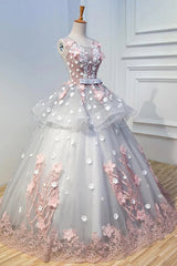 Princess Ball Gown Gorgeous Appliques Long Prom Dresses Quinceanera Dress
