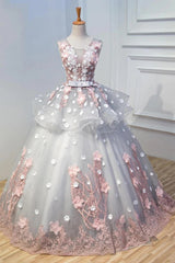 Princess Ball Gown Gorgeous Appliques Long Prom Dresses Quinceanera Dress