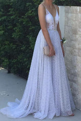 Beach Lace Wedding Dress A-Line Spaghetti Straps Bridal Gown