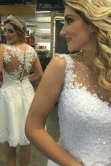 Cute Short Wedding Dress with Lace Applique and Beading