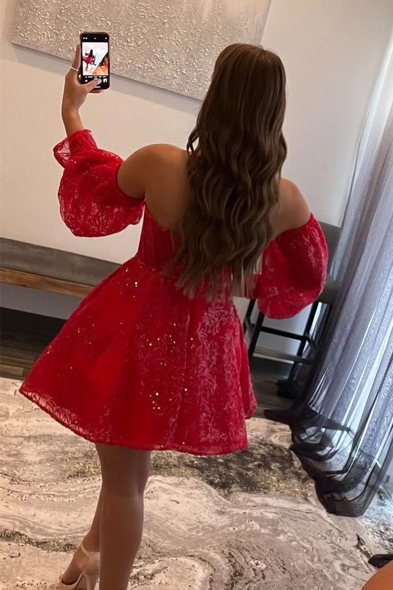 Detachable Sleeve Sky Blue Lace Corset A-Line Short Homecoming Dress