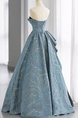 Elegant A-Line Sweetheart Blue Black Tulle Dotted Prom Party Dress