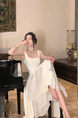 Elegant A-Line Square Neck Ankle-Length Prom Dress, Chiffon Evening Gown