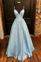 Stunning A-Line Long Plus Size Prom Dresses, Sequins Formal Dress