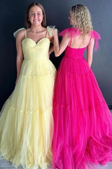 Sweetheart Tie Straps Tulle Dot Long A-Line Plus Size Prom Dresses