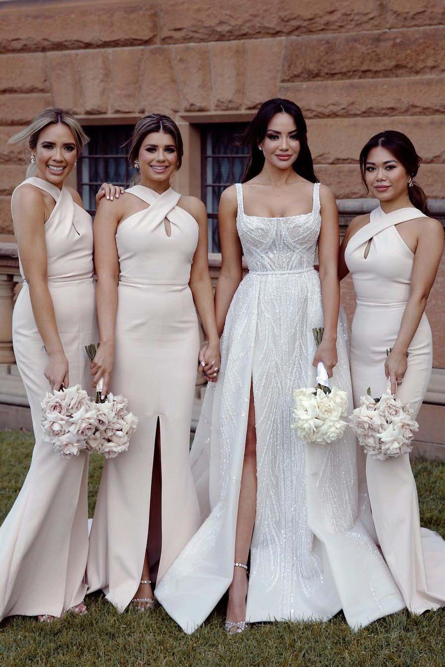 Beaded Straps Gorgeous A-Line Chapel Train Wedding Dresses, Sparkly Backless Wedding Dress