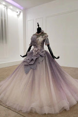 Sparkly Ball Gown Ombre Prom Dresses with Appliques, Quinceanera Gown