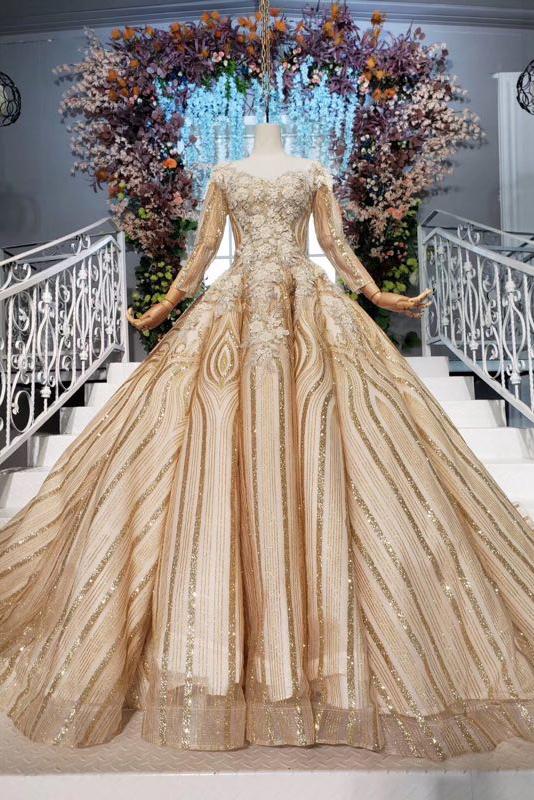 Ball Gown Quinceanera Dress with Sequins and Vintage Appliques