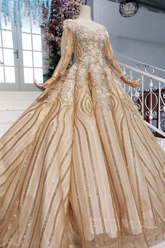 Ball Gown Quinceanera Dress with Sequins and Vintage Appliques