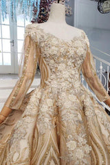 Ball Gown Quinceanera Dress with Sequins and Vintage Appliques