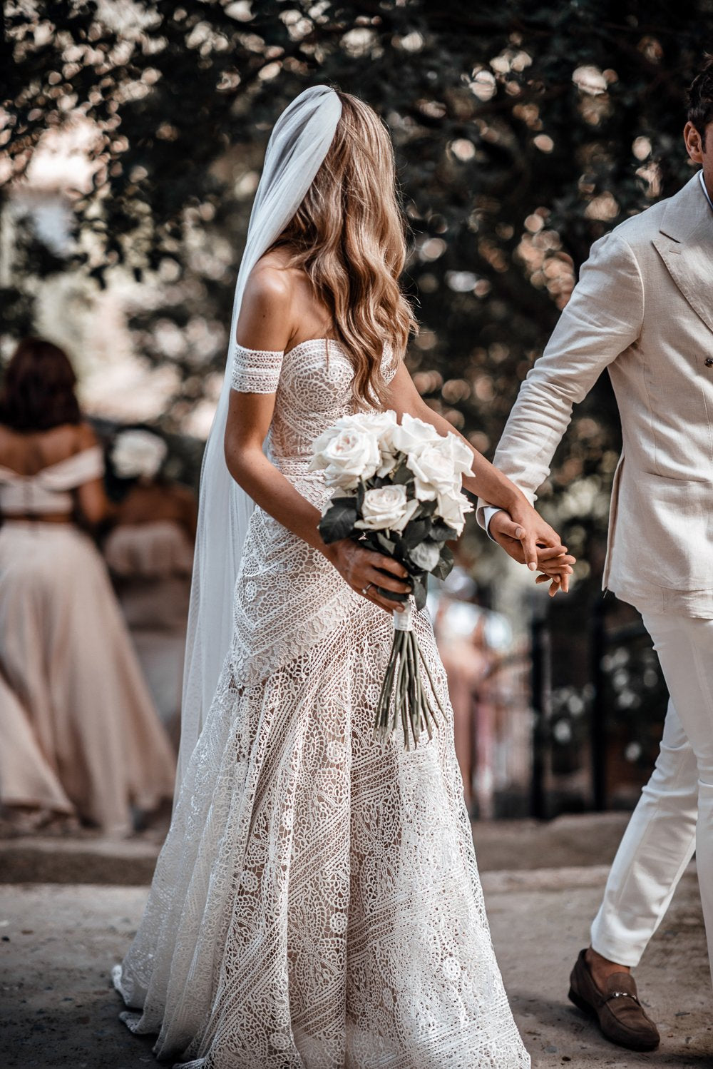 Ivory Lace Sweetheart Beach Mermaid Country Wedding Dress