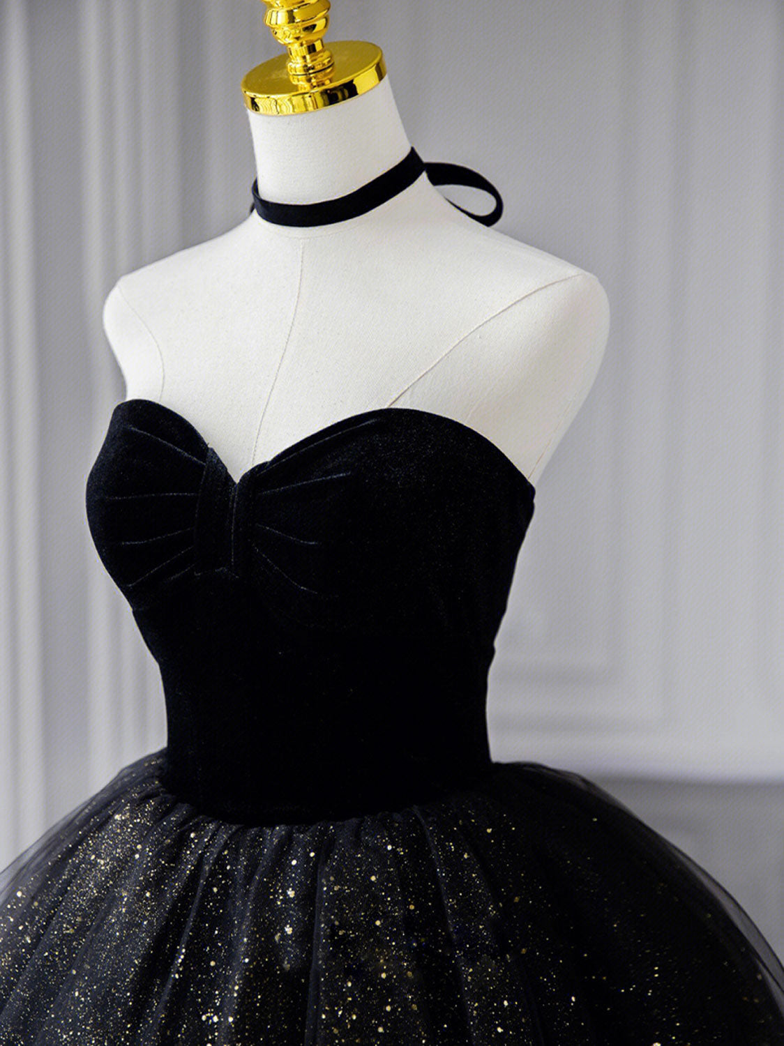Black Sweetheart Tulle Long Prom Dress with Layered Skirt, Black Formal Evening Dress