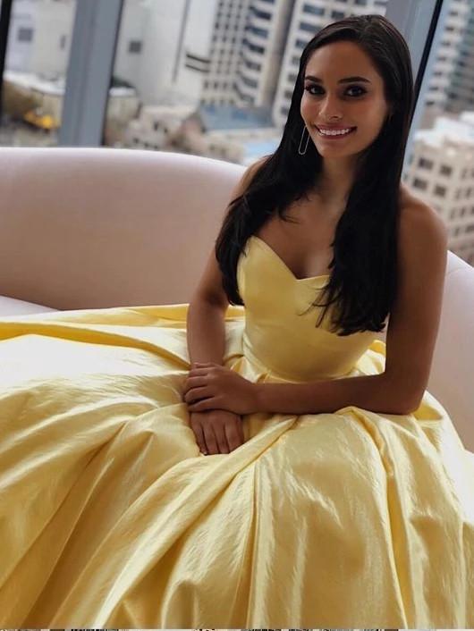 Simple Sweetheart Yellow Prom Dresses, A-Line Long Formal Dress